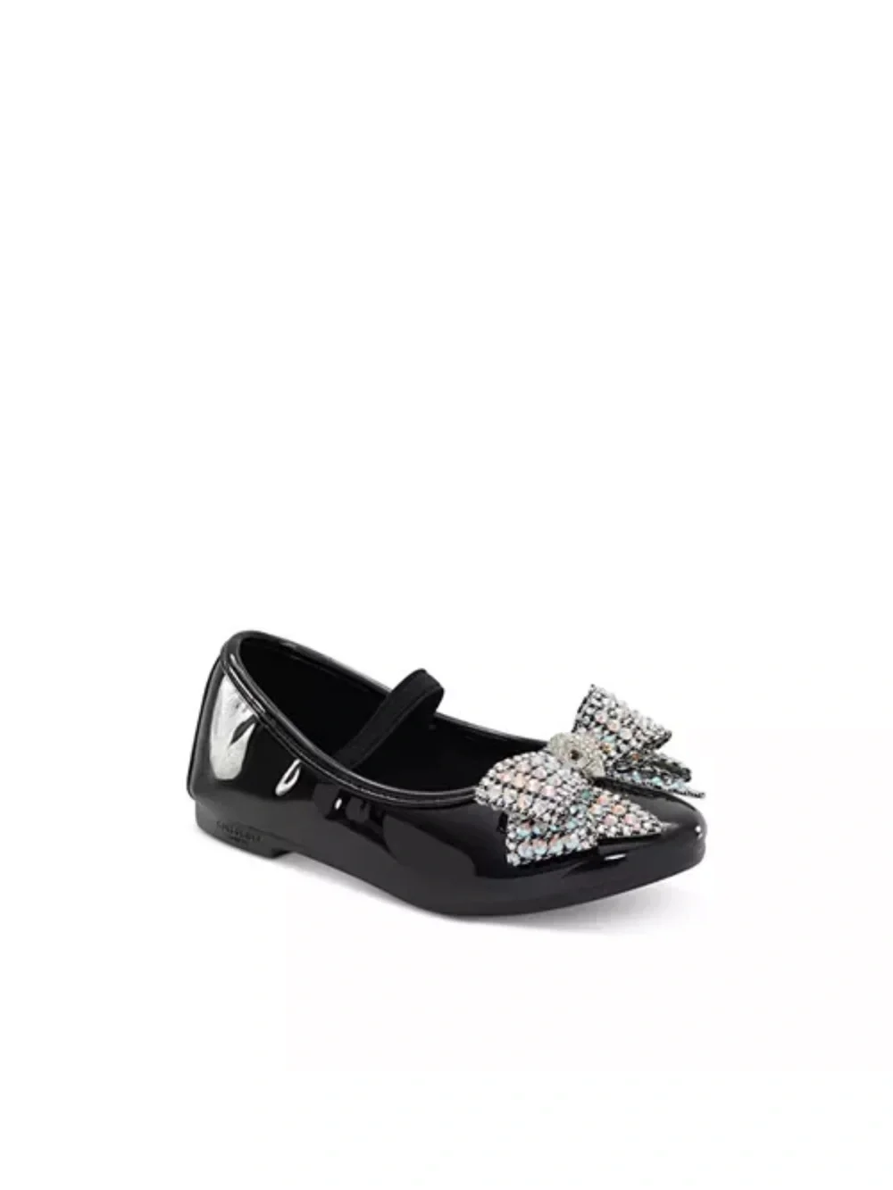 Kurt Geiger Girls' Black Patent Mary Jane Flats with Crystal Bow